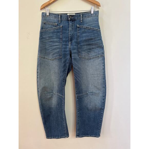 NILI LOTAN SHON Classic Wash High Waist Barrel Leg Jeans Size 28 Closet Staple - Picture 1 of 7